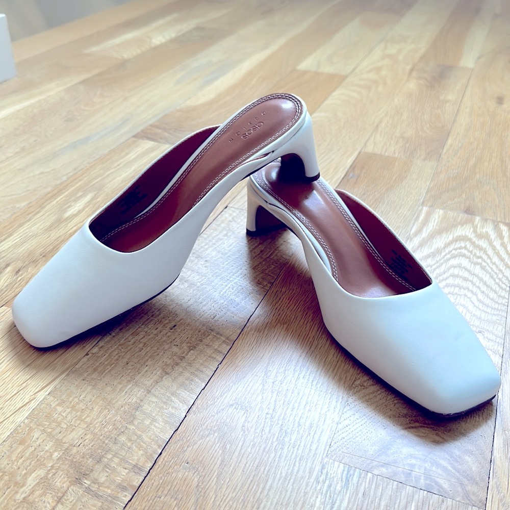 ASOS DESIGN Sesame leather heeled mules